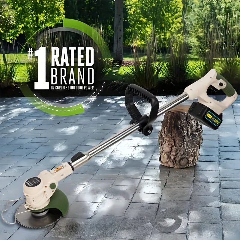 Weed Wacker Cordless 24V Brush Cutter – Electric String Trimmer with 2 Batteries & Charger, 3 Blade Types, Lightweight Battery Powered Weed Eater for Yard, Garden & Lawn Trimming