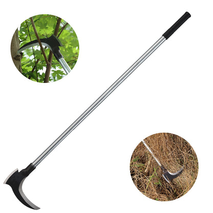 Garden Sickle Double Blade High-Manganese Carbon Steel with 39-Inch Handle, Sharp Curved Weeding Scythe for Grass Cutting, Mowing, Brush Clearing and Agricultural Use