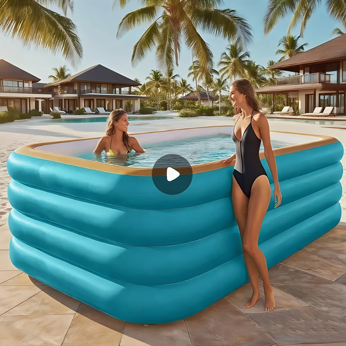 Inflatable Swimming Pool for Family Extra Large 120 Inch 4-Layer Thickened Outdoor Backyard Pool Quick Inflation Durable Kids Adults Summer Party