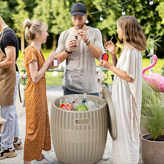 Outdoor Storage Bin 40L Rattan Deck Box UV Protected Weather Resistant