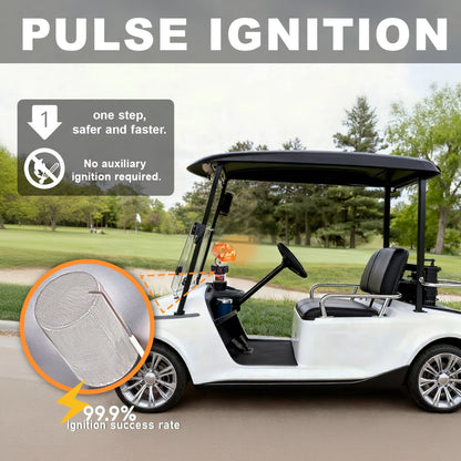 Golf Cart Heater 8520 BTU Portable Propane Catalytic Burner with Cup Holder Mount, Pulse Ignition, Wind-Resistant Low-Emission Design for EZGO, Yamaha, Club Car, UTV, Camping & Ice Fishing