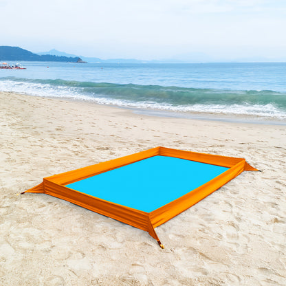 Beach Blanket with Sand Walls Fence Sandproof Waterproof 55x86in with 4 Stakes & Carry Bag for Family Picnic Camping Park Travel – 6 Printed Styles