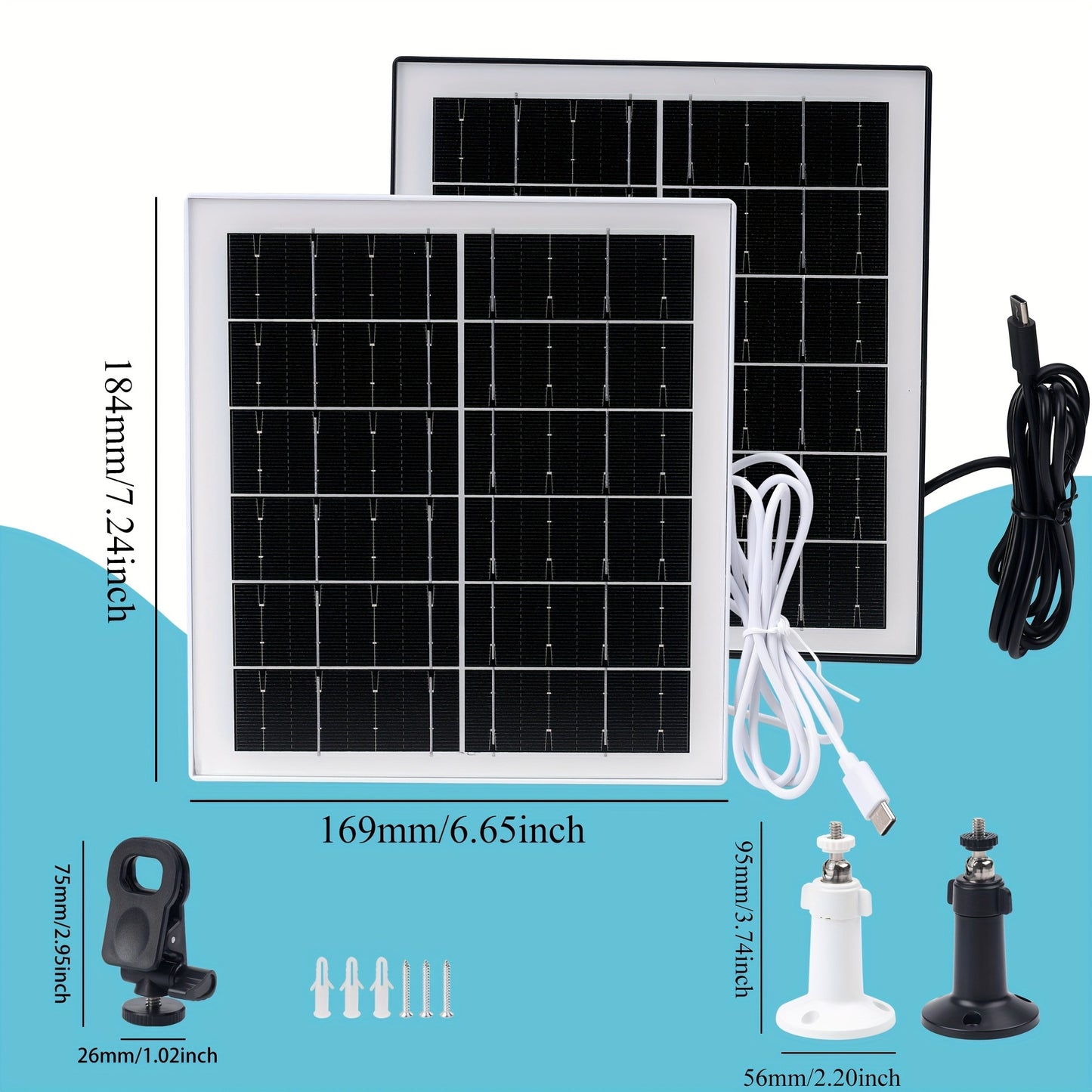 Solar Panel 5W Monocrystalline with Built-In 5200mAh Battery - 3rd Gen Emergency Charger for Security Camera, Doorbell, Outdoor Lights & Low-Voltage Devices, Portable Travel Power