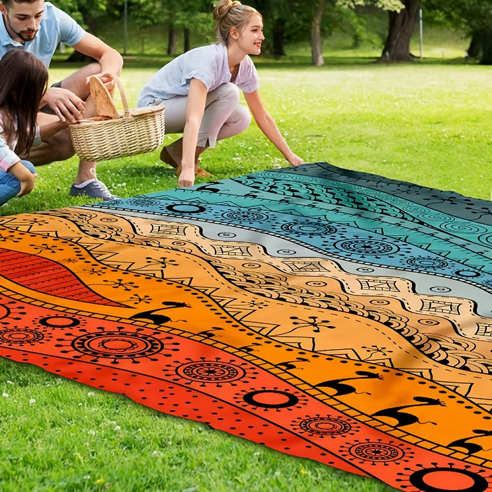 Bohemian Picnic Blanket Lightweight Quick-Dry Outdoor Mat 81"x79" – Fashion Beach Blanket for Camping, Travel, Beach Games & Vacation