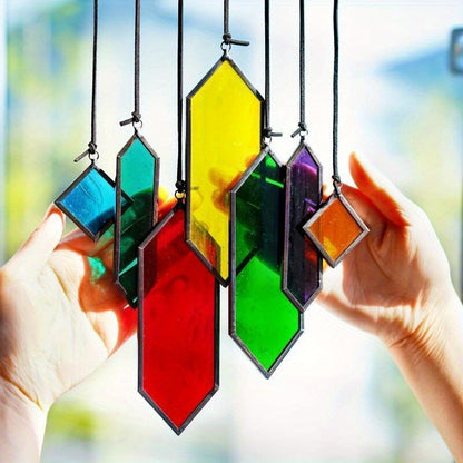 Glass Rainbow Suncatcher Hanging Ornament - Crystal Prism Window Sun Catcher for Garden, Patio & Home Decor