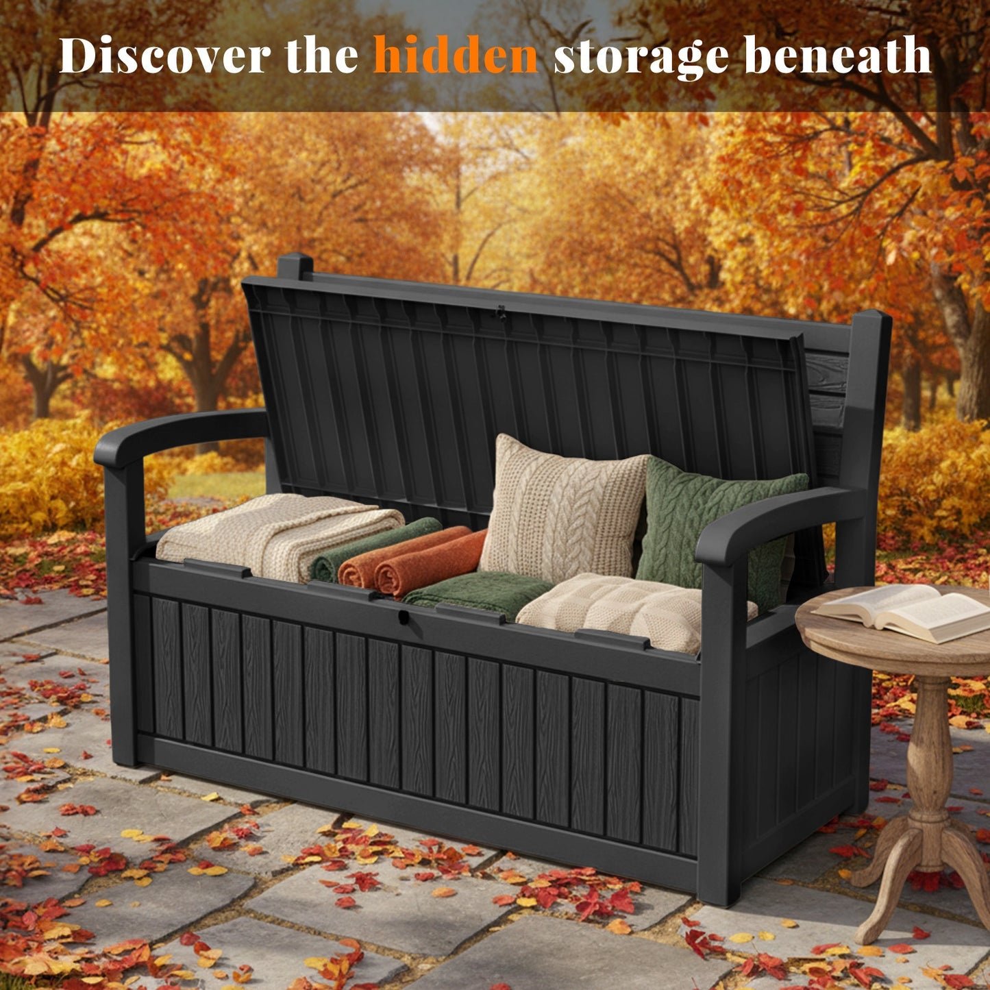 Deck Box 80 Gallon Waterproof Resin Storage Bench 500 LB Capacity