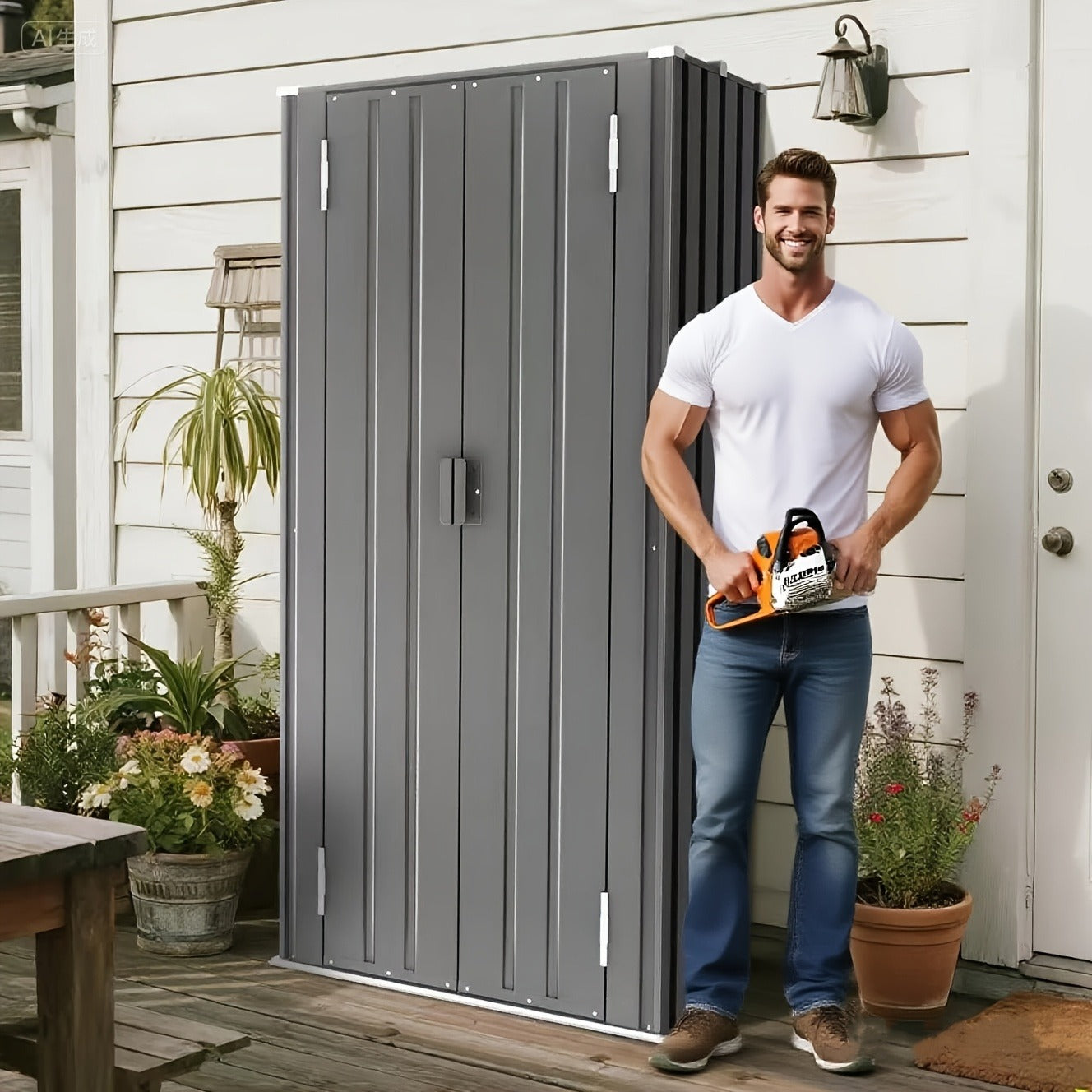 Metal Deck Box Lockable Waterproof Outdoor Storage 22/28 Cuft