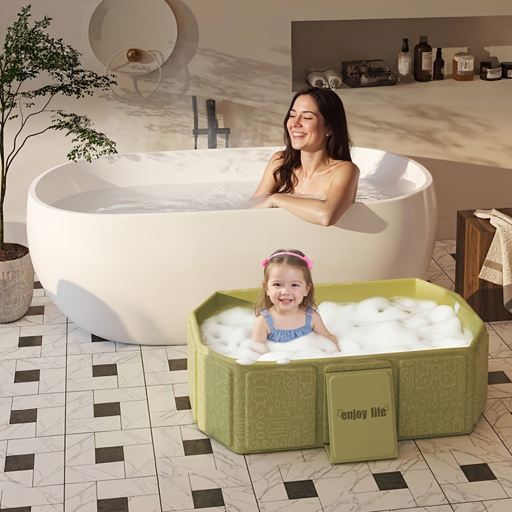 Foldable Baby Bathtub Portable Newborn Infant Tub with Drain Hole, Anti-Slip Base & Durable Multi-Functional Design for Home Travel Use, Ideal Baby Shower Gift