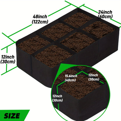 Raised Bed Grow Bag 128 Gallon 6 Grids 48x24x12 Inch | Breathable Fabric Planter for Vegetables Potatoes Flowers | Rectangle Garden Bed Indoor Outdoor