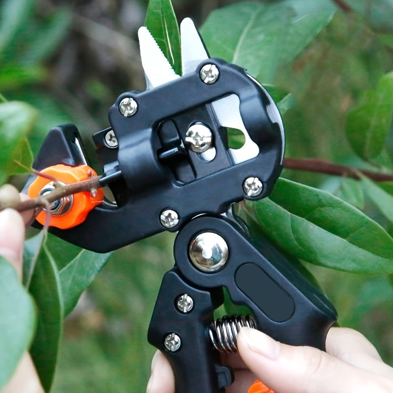Garden Grafting Tool 2-in-1 with 2 Replacement Blades & Grafting Base, Professional Pruning Scissor Shear for Plant Branch, Vine & Fruit Tree Trimming and Grafting