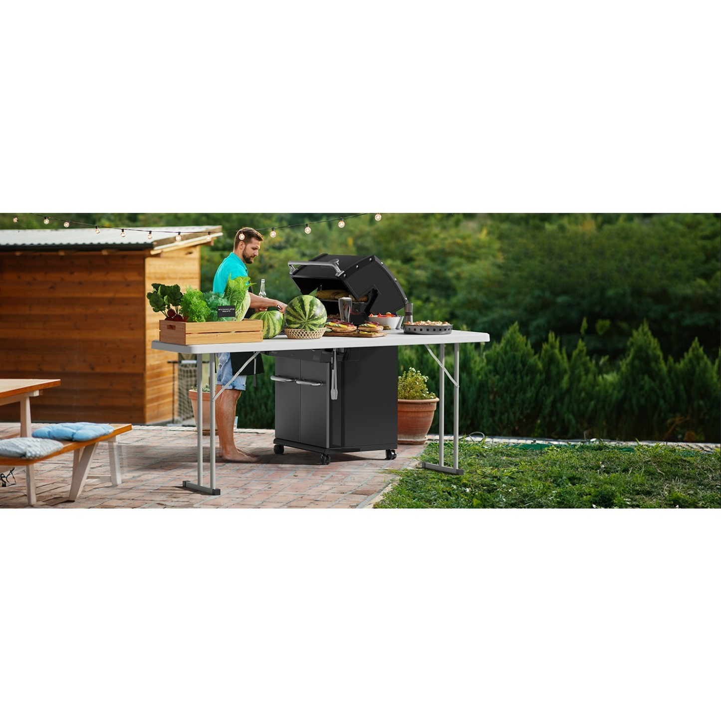 Folding Table 6 ft Narrow HDPE Top 350 lbs Capacity Steel Frame Portable Indoor Outdoor Table for Party, Buffet, Camping & Office