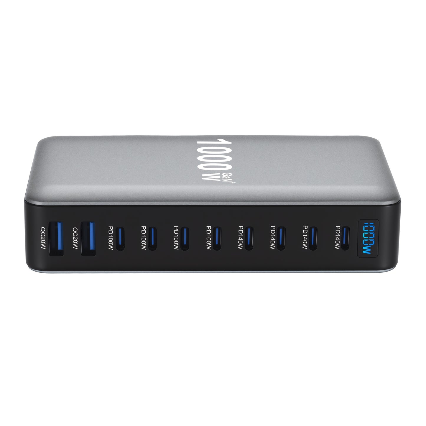 GaN Charging Station 1000W GaN3 10-Port USB-C Fast Charger for Laptops Tablets Smartphones 110-240V Universal Travel Power Hub Multi-Device Desktop