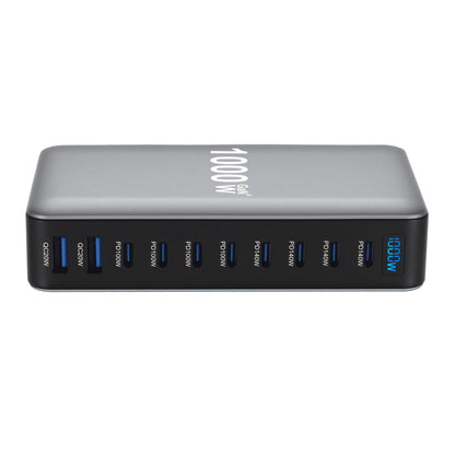 GaN Charging Station 1000W GaN3 10-Port USB-C Fast Charger for Laptops Tablets Smartphones 110-240V Universal Travel Power Hub Multi-Device Desktop