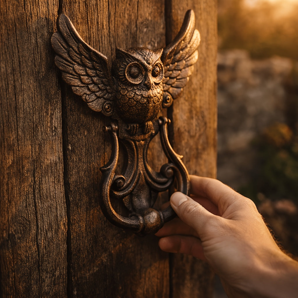 Cast Iron Owl Door Knocker Vintage Rustic Wrought Iron Door Handle Farmhouse Gate Pull Decorative Home Entryway Housewarming Gift