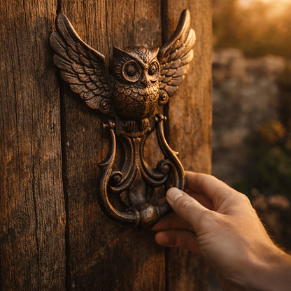 Cast Iron Owl Door Knocker Vintage Rustic Wrought Iron Door Handle Farmhouse Gate Pull Decorative Home Entryway Housewarming Gift