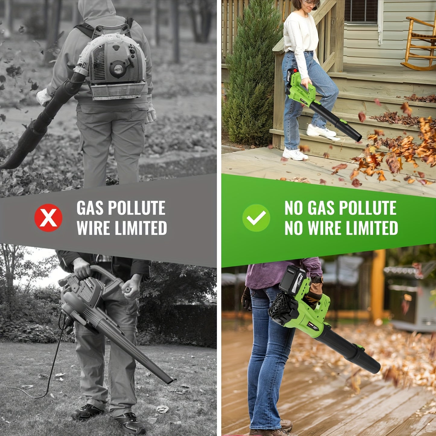 Cordless Leaf Blower | Battery Powered Lawn Yard Snow Pet Hair