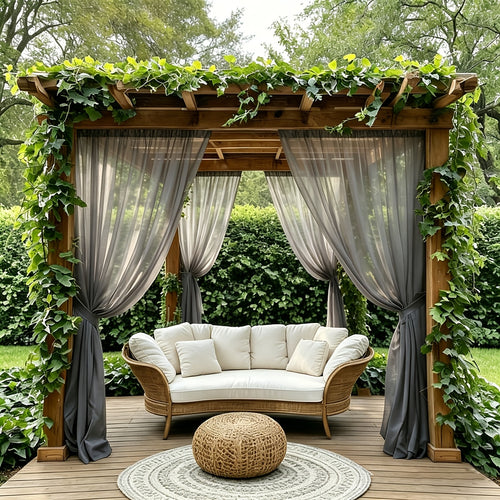 Sheer Curtains Outdoor Voile Drapes 6 Pack – Semi-Transparent Light Filtering Grommet Top Panels for Porch Patio Pergola Balcony Pool Privacy