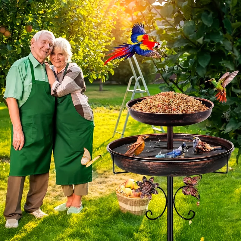 Bird Bath | Heavy Duty Metal Double Layer 5-Claw Base Garden Courtyard
