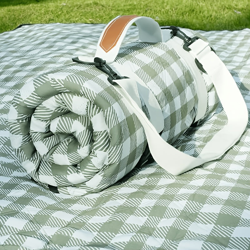 Beach Blanket Oversized Sandproof Plaid Mat – Tear-Resistant Quick-Dry Foldable with Straps for Picnic Camping Yoga Outdoor Travel Family
