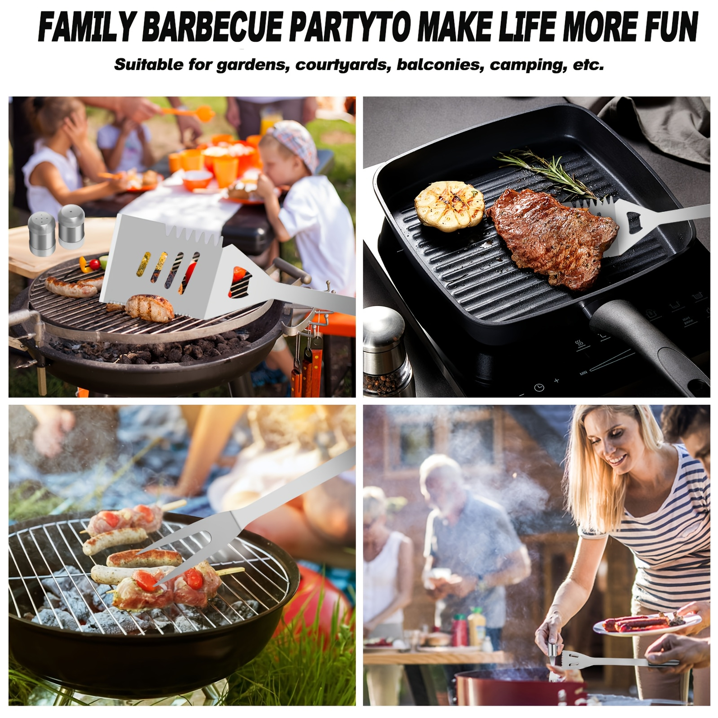 BBQ Tool Set Stainless Steel 15/24 Piece Grilling Kit with Spatula, Tongs & Grill Brush – Heavy Duty Outdoor Cooking Accessories, Perfect Gift for BBQ Enthusiasts & Father's Day