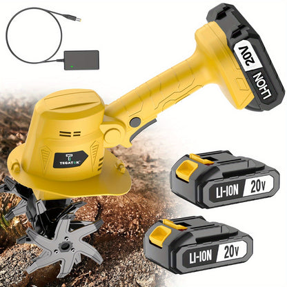 Cordless Electric Tiller 20V Handheld - 9-Inch 235RPM Garden Cultivator with Ergonomic Handle, Lightweight Metal Soil Tiller for Weeding, Soil Aeration & Loosening in Courtyard, Raised Beds & Garden