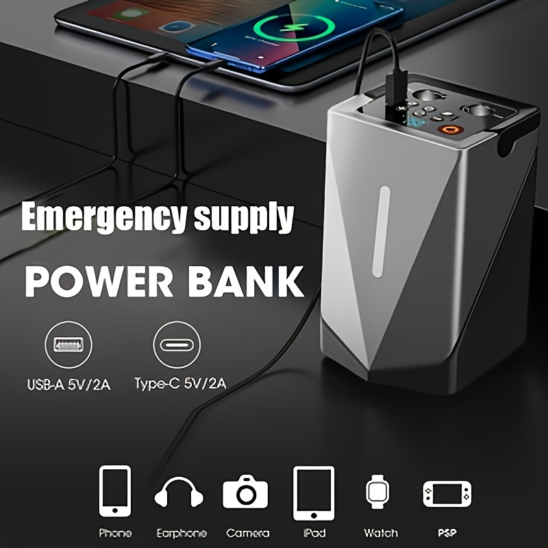 Car Battery Jump Starter 30000mAh 6-in-1 Portable Power Station LED Emergency Light Ergonomic Grip Rugged Construction for 12V Vehicles Emergency Backup