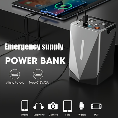 Car Battery Jump Starter 30000mAh 6-in-1 Portable Power Station LED Emergency Light Ergonomic Grip Rugged Construction for 12V Vehicles Emergency Backup