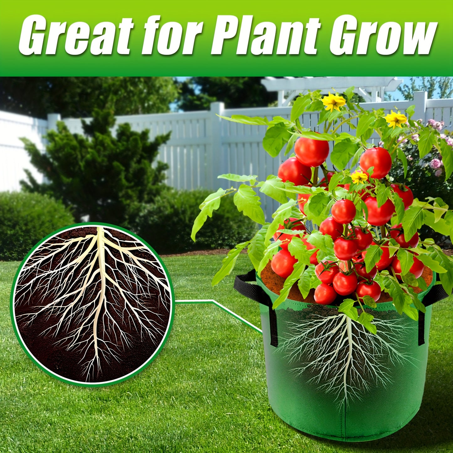 Colorful Grow Bags 10 Gallon 7-Pack with Handles | Breathable Fabric Plant Pots for Tomatoes Vegetables Flowers | Aeration Planter Indoor Outdoor Garden