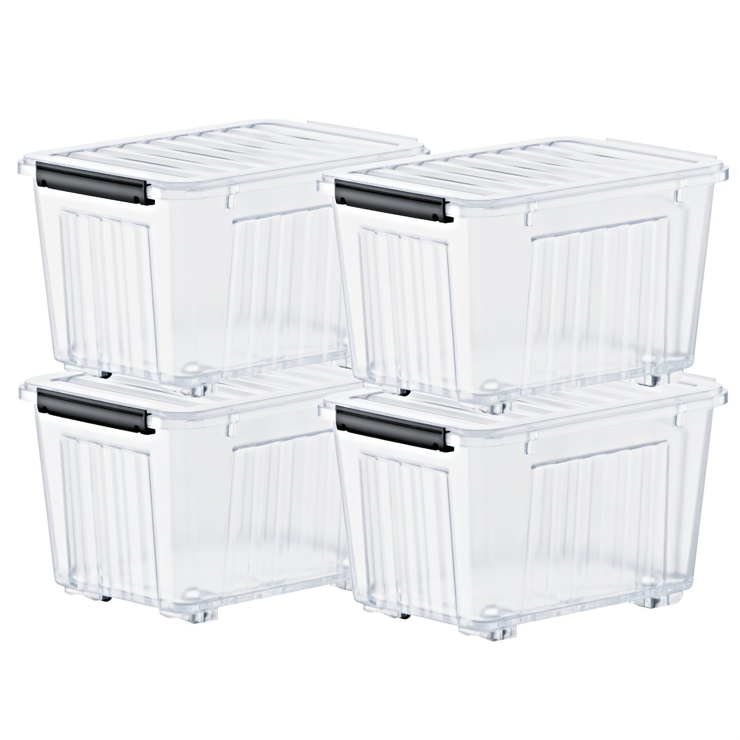 Stackable Storage Bins with Lids and Wheels | 72QT & 97QT Heavy Duty Bins | 4 or 6 Pack | 220LB Capacity | Clear, Blue/White, Black/Yellow