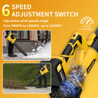 Cordless Leaf Blower 580CFM 160MPH – 40V Brushless Motor, 4.0Ah Battery, 6-Speed, Extension Nozzle, Lightweight for Lawn Yard Snow Pet Hair Cleanup