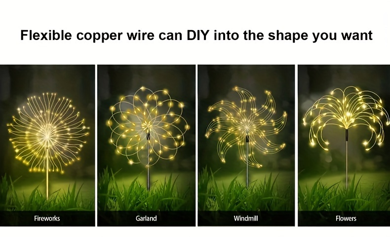 Solar Dandelion Lights with Remote Control 540/1080 LED 8 Modes Warm White – 6/12 Pack Outdoor Fireworks Stake Lights for Lawn Garden Christmas Halloween Festival Decoration