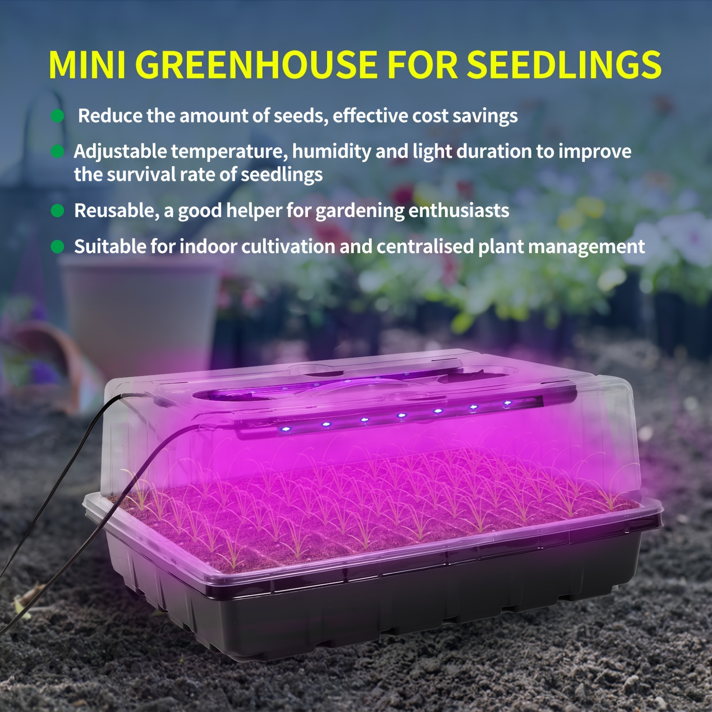 Seed Starter Tray with Grow Light 96 Cell Self-Watering | 10-Level Brightness & Timer | Humidity Dome | Indoor Seedling Kit for Vegetables Flowers Herbs
