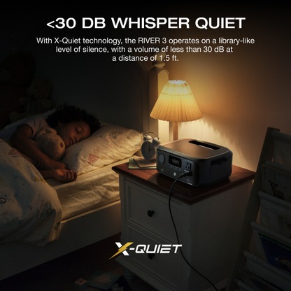 LiFePO4 Power Station 230Wh EcoFlow RIVER 3 – 300W (600W X-Boost), 1Hr Fast Charge, UPS <20ms, <30dB Quiet, 6 Outputs for Camping, Home & Emergency