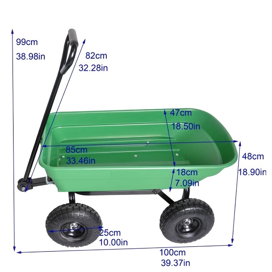 Garden Dump Cart Heavy Duty 330LBS | Steel Frame Pneumatic Tires Lawn Yard Farm Utility Wagon