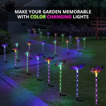 Solar Butterfly Garden Lights 6-Pack, Color Changing Waterproof