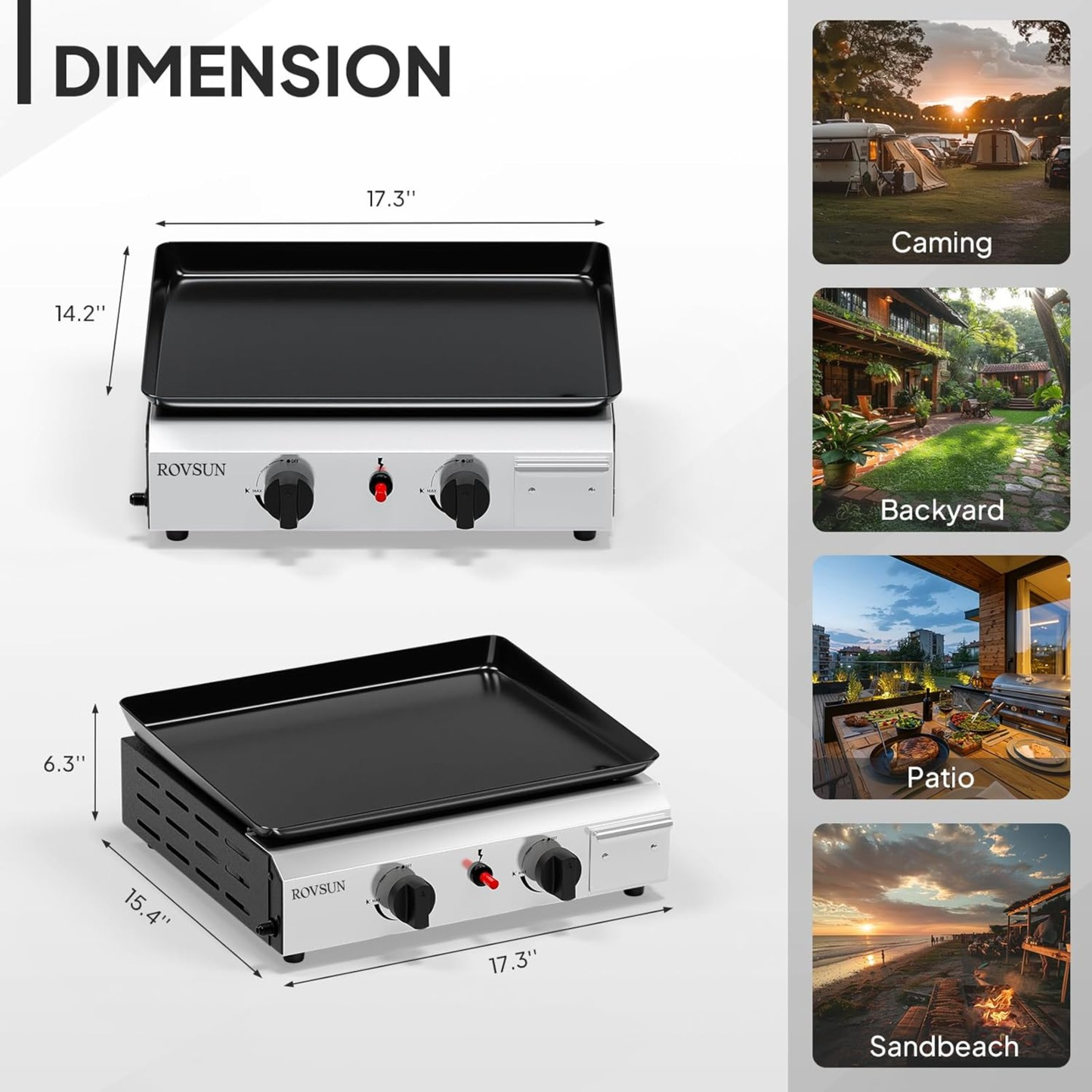 Flat Top Griddle Propane Tabletop 2 or 4 Burner, 20000 BTU Portable Gas Grill with Nonstick Enamel Tray, Piezo Ignition, 246 Sq In Cooking Surface for Camping BBQ Tailgating Backyard