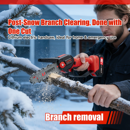Mini Chainsaw Cordless 4 & 6 Inch Electric - Upgraded Portable Battery Chainsaw with Safety Lock, Splash-Proof Cover & Rechargeable Battery for Tree Pruning, Branch Cutting & Garden Use