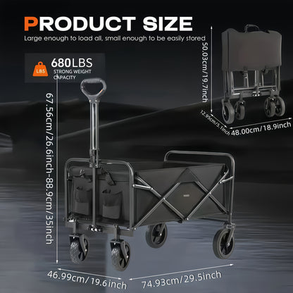 Folding Wagon Heavy Duty | Garden Cart Beach Wagon Camping Utility Outdoor Cart