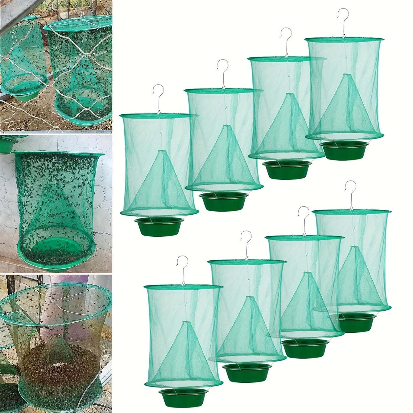 Fly Trap Outdoor Hanging Reusable – Ranch Stable Fly Catcher Cage for Farm Yard Garden, Non-Toxic Fly Killer 2 & 4 Pack