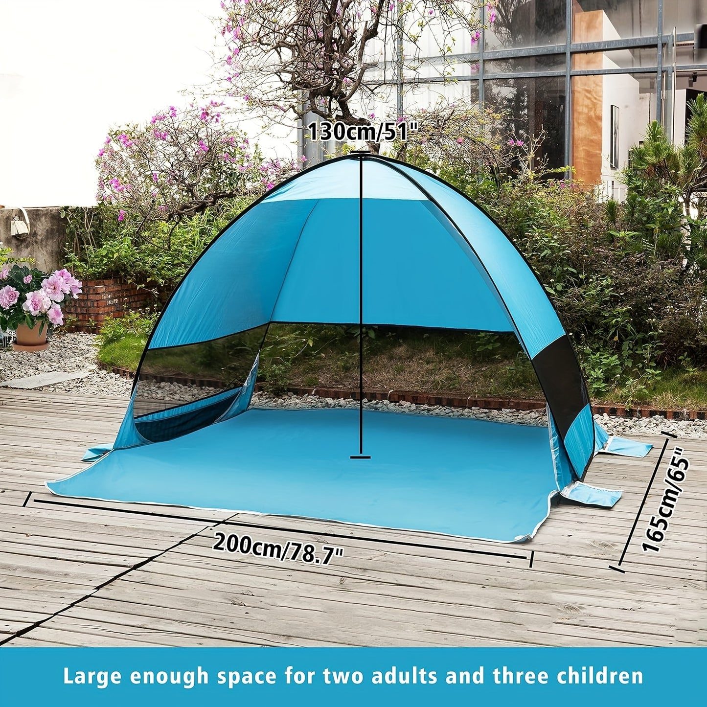 Beach Tent Pop Up Sun Shade 2-3 Person Anti-UV with Carry Bag