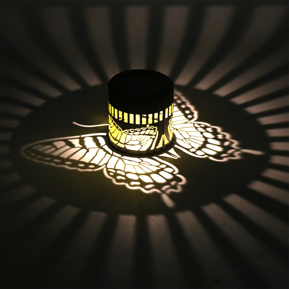 Solar Fence Lights Mandala Metal Lantern Outdoor Butterfly Garden Decor IP65 Waterproof Solar Powered Deck Step Wall Light for Patio Backyard Yard Xmas