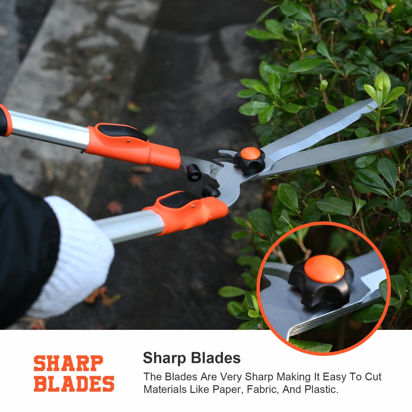 Long Reach Pruning Shears 18-38 Inch Extendable - Non-Stick Steel Blades Cut 2" Branches, Shock-Absorbing Handle, Heavy-Duty Hedge Shears for Tree & Shrub Trimming