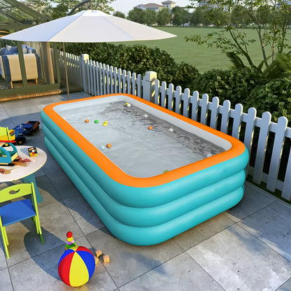 Inflatable Swimming Pool for Family Adults Kids, Large Above Ground Outdoor Backyard Pool, 4-Layer PVC Thickened Blow Up Pool for Patio Garden Party Summer