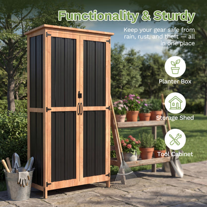 Outdoor Storage Shed Metal Garden Shed with Lockable Door