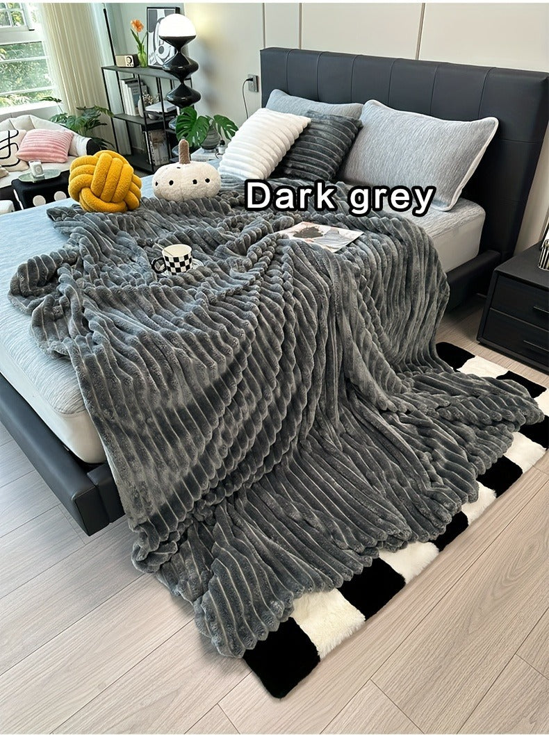 Fleece Blanket Double-Sided 3D Faux Rabbit Fur Throw – Ultra-Soft Thick 300-350g/m² for Home, Office, Travel & Camping, Multiple Sizes & Colors