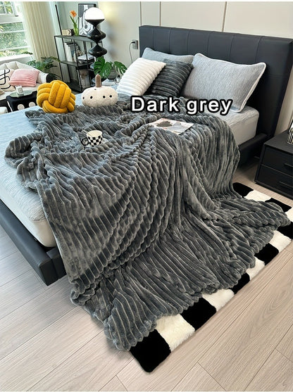 Fleece Blanket Double-Sided 3D Faux Rabbit Fur Throw – Ultra-Soft Thick 300-350g/m² for Home, Office, Travel & Camping, Multiple Sizes & Colors