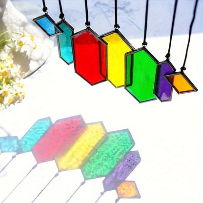 Glass Rainbow Suncatcher Hanging Ornament - Crystal Prism Window Sun Catcher for Garden, Patio & Home Decor