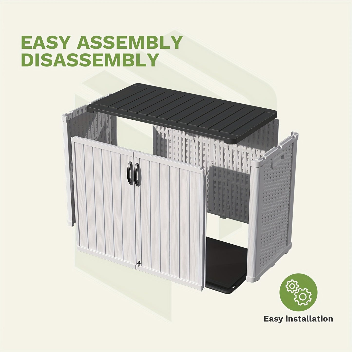 Outdoor Storage Shed 4x2 Resin Vertical Cabinet w/ Floor - White & Beige
