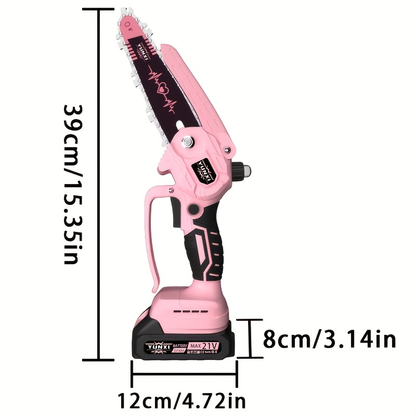 Cordless Electric Pruning Saw Handheld Mini Chainsaw Wireless Portable Tree Branch Cutter with Safety Lock Rechargeable Battery for Yard Garden Trimming
