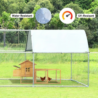 Metal Chicken Run Walk-in Poultry Enclosure with UV Protection - Dome Flat & Spire Roof Styles, Spacious Outdoor Backyard Farm Chicken Pen, Multiple Size Options
